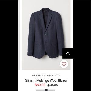 Men’s Slim Fit  Italian Light Wool Blazer H&M